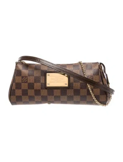 Pre-owned Louis Vuitton Damier Ebene Eva Pochette In Brown