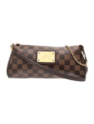 Pre-owned Louis Vuitton Damier Ebene Eva Pochette In Brown