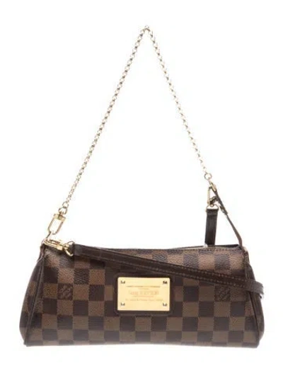 Pre-owned Louis Vuitton Damier Ebene Eva Pochette In Brown