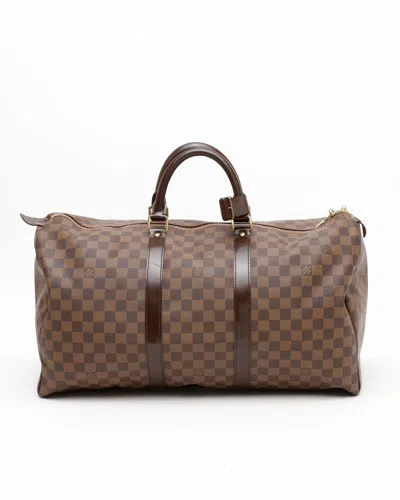 Pre-owned Louis Vuitton Damier Ebene Keepall 50 Weekend Bag