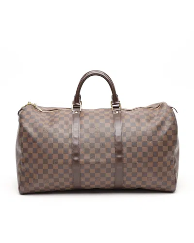 Pre-owned Louis Vuitton Damier Ebene Keepall 50 Weekend Bag In Brown