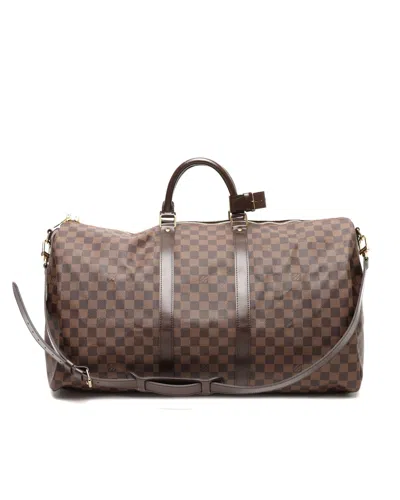 Louis Vuitton Damier Ebene Keepall Bandouliere 55 Weekend Bag In Brown