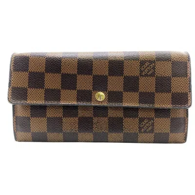 Pre-owned Louis Vuitton Damier Ebene Leather Wallet (bi-fold) () In Multi