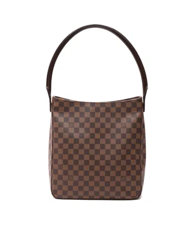Pre-owned Louis Vuitton Damier Ebene Looping Gm Bag In Brown