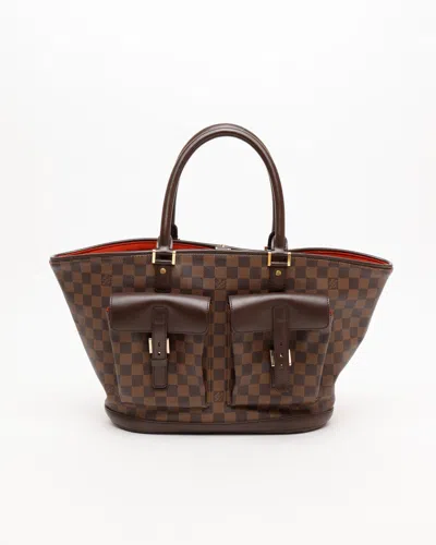 Pre-owned Louis Vuitton Damier Ebene Manosque Gm Bag In Brown