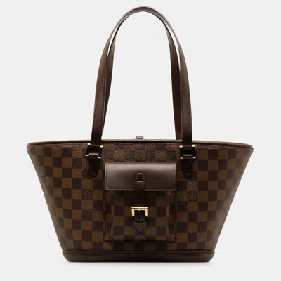 Pre-owned Louis Vuitton Damier Ebene Manosque Pm In Brown