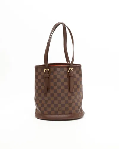 Pre-owned Louis Vuitton Damier Ebene Marais Bucket Bag In Brown