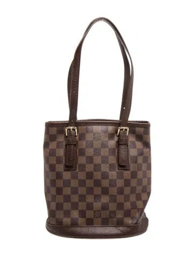 Pre-owned Louis Vuitton Damier Ebene Marias Bucket Bag In Brown