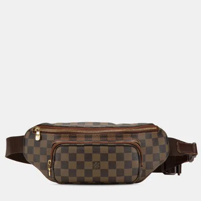 Pre-owned Louis Vuitton Damier Ebene Melville Belt Bum Bag In Brown