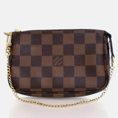 Pre-owned Louis Vuitton Damier Ebene Mini Pochette Accessoires In Brown