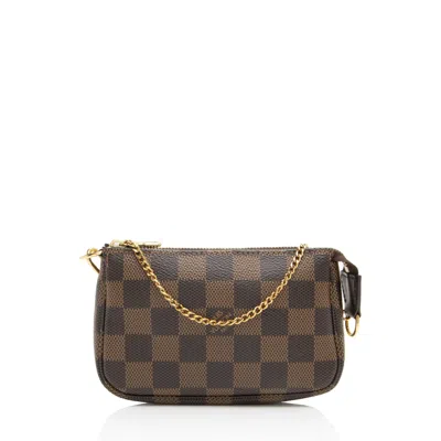 Pre-owned Louis Vuitton Damier Ebene Mini Pochette Accessoires In Brown