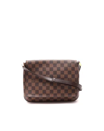 Pre-owned Louis Vuitton Damier Ebene Musette Tango Bag In Brown