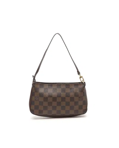 Pre-owned Louis Vuitton Damier Ebene Navona Accessoires Pochette Bag In Brown