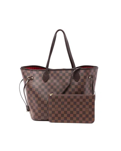 Pre-owned Louis Vuitton Damier Ebene Neverfull Mm Tote In Brown