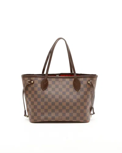 Pre-owned Louis Vuitton Damier Ebene Neverfull Pm Tote Bag In Brown