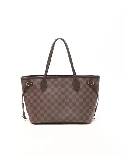 Pre-owned Louis Vuitton Damier Ebene Neverfull Pm Tote Bag In Brown