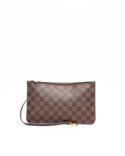 Pre-owned Louis Vuitton Damier Ebene Neverfull Pouch In Brown