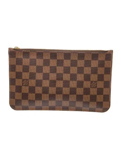 Pre-owned Louis Vuitton Damier Ebene Neverfull Pouch In Brown
