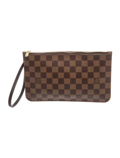 Pre-owned Louis Vuitton Damier Ebene Neverfull Pouch In Brown
