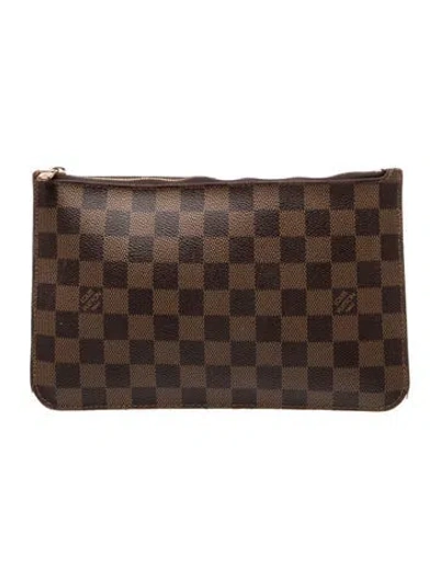Pre-owned Louis Vuitton Damier Ebene Neverfull Pouch In Brown