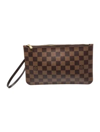 Pre-owned Louis Vuitton Damier Ebene Neverfull Pouch In Brown