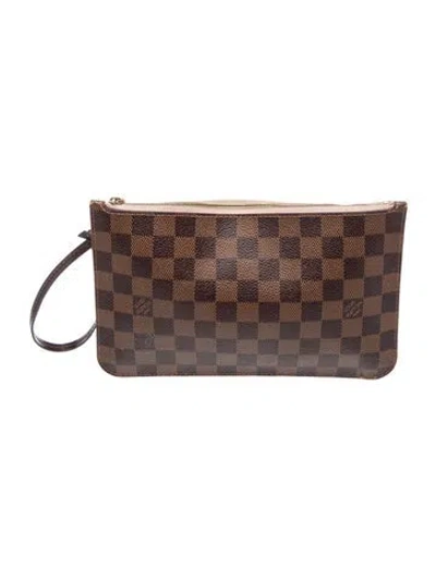 Pre-owned Louis Vuitton Damier Ebene Neverfull Pouch Gm In Brown