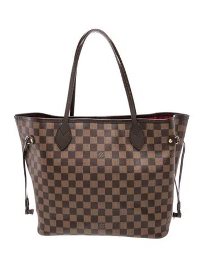 Pre-owned Louis Vuitton Damier Ebene Neverfull W/pouch Mm In Brown