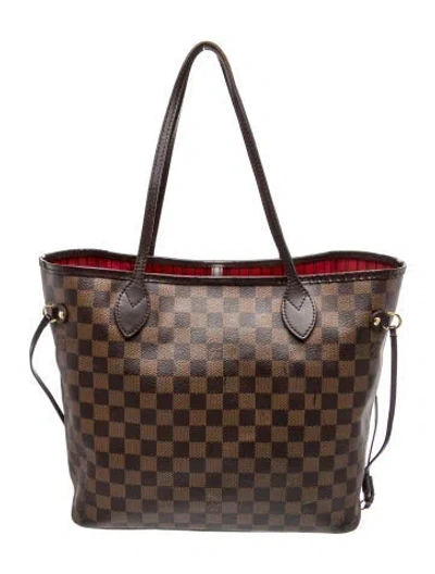 Pre-owned Louis Vuitton Damier Ebene Neverfull W/pouch Mm In Brown