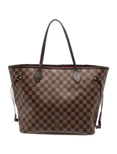 Pre-owned Louis Vuitton Damier Ebene Neverfull W/pouch Mm In Brown