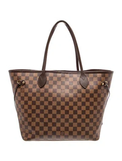 Pre-owned Louis Vuitton Damier Ebene Neverfull W/pouch Mm In Brown