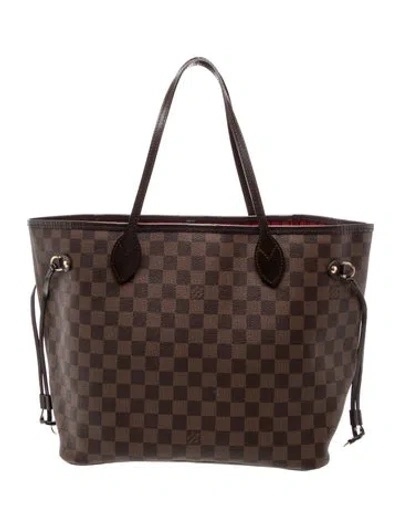 Pre-owned Louis Vuitton Damier Ebene Neverfull W/pouch Mm In Brown