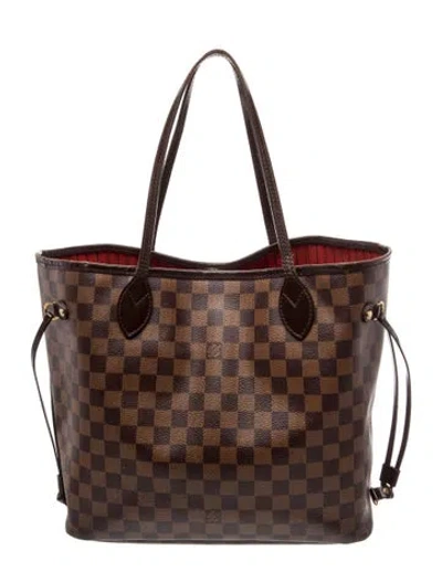 Pre-owned Louis Vuitton Damier Ebene Neverfull W/pouch Mm In Brown