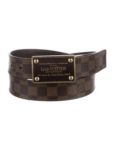 Pre-owned Louis Vuitton Damier Ebene Pattern Belt In Brown
