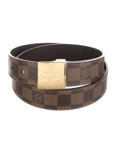 Pre-owned Louis Vuitton Damier Ebene Pattern Coated Canvas Belt In Brown
