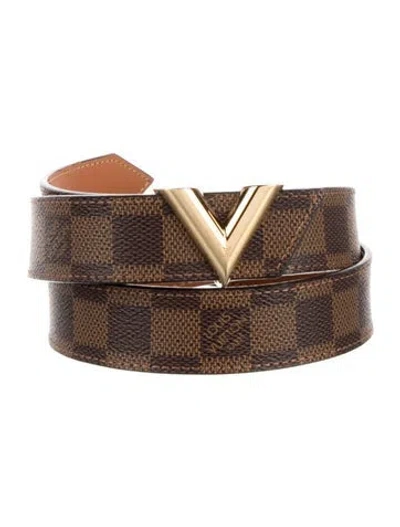 Pre-owned Louis Vuitton Damier Ebene Pattern Coated Canvas Belt In Brown