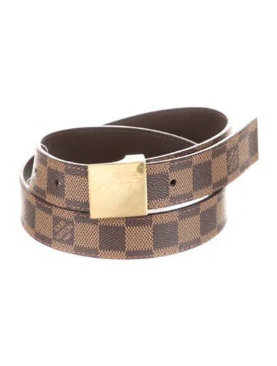 Pre-owned Louis Vuitton Damier Ebene Pattern Coated Canvas Belt In Brown