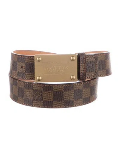Pre-owned Louis Vuitton Damier Ebene Pattern Coated Canvas Belt In Brown