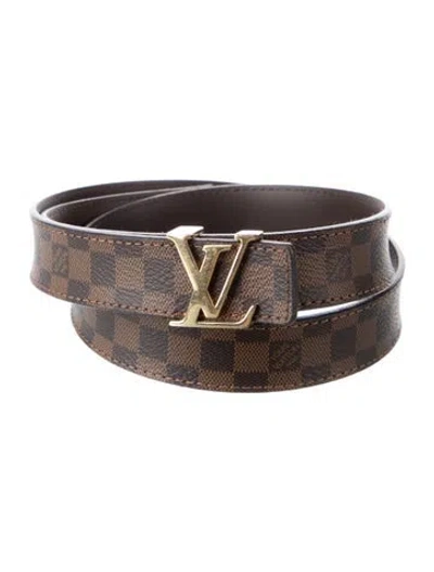 Pre-owned Louis Vuitton Damier Ebene Pattern Coated Canvas Belt In Brown