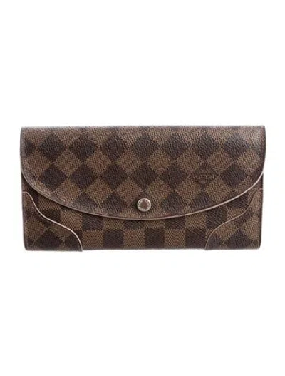 Pre-owned Louis Vuitton Damier Ebene Pattern Coated Canvas Caïssa Wallet In Brown