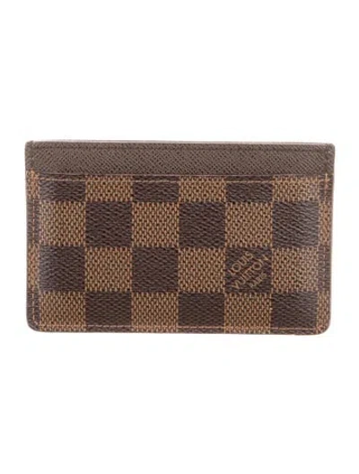 Pre-owned Louis Vuitton Damier Ebene Pattern Coated Canvas Card Case In Brown