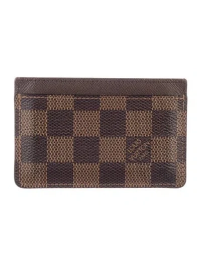 Pre-owned Louis Vuitton Damier Ebene Pattern Coated Canvas Card Case In Brown