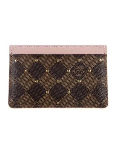 Pre-owned Louis Vuitton Damier Ebene Pattern Coated Canvas Card Case In Multi