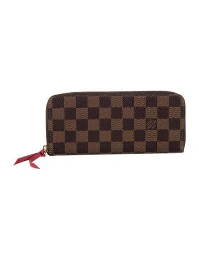 Pre-owned Louis Vuitton Damier Ebene Pattern Coated Canvas Clemence Wallet In Brown