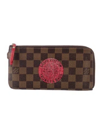 Pre-owned Louis Vuitton Damier Ebene Pattern Coated Canvas Complice Wallet In Brown