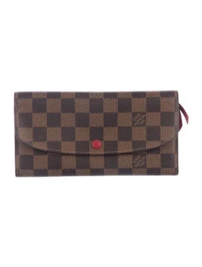 Pre-owned Louis Vuitton Damier Ebene Pattern Coated Canvas Emilie Wallet In Brown