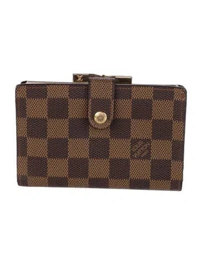 Pre-owned Louis Vuitton Damier Ebene Pattern Coated Canvas French Purse In Brown