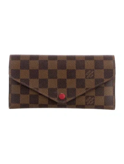 Pre-owned Louis Vuitton Damier Ebene Pattern Coated Canvas Josephine Wallet In Brown