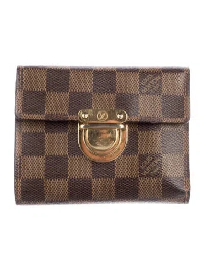 Pre-owned Louis Vuitton Damier Ebene Pattern Coated Canvas Koala Wallet In Brown