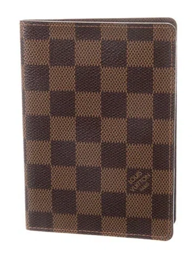 Pre-owned Louis Vuitton Damier Ebene Pattern Coated Canvas Marco Wallet In Brown