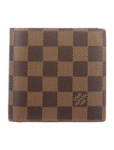 Pre-owned Louis Vuitton Damier Ebene Pattern Coated Canvas Multiple Wallet In Brown